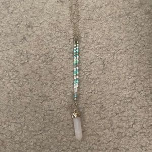 Gold Necklace with Pink Rock